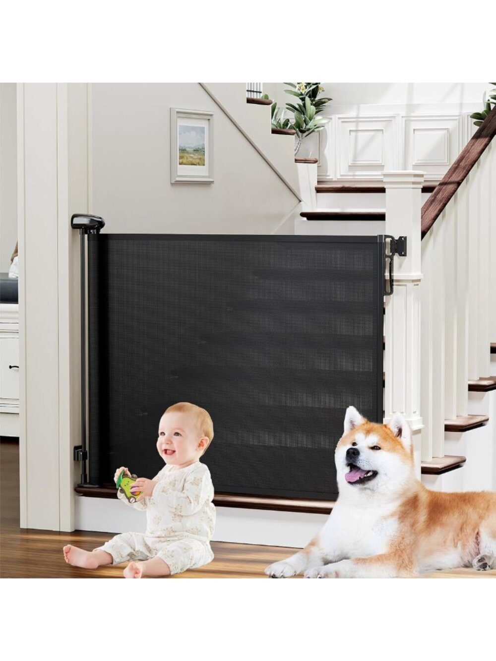 Retractable Baby & Dog Gate - 72" Wide, 34" Tall for Stairs, Doorways, Outdoor